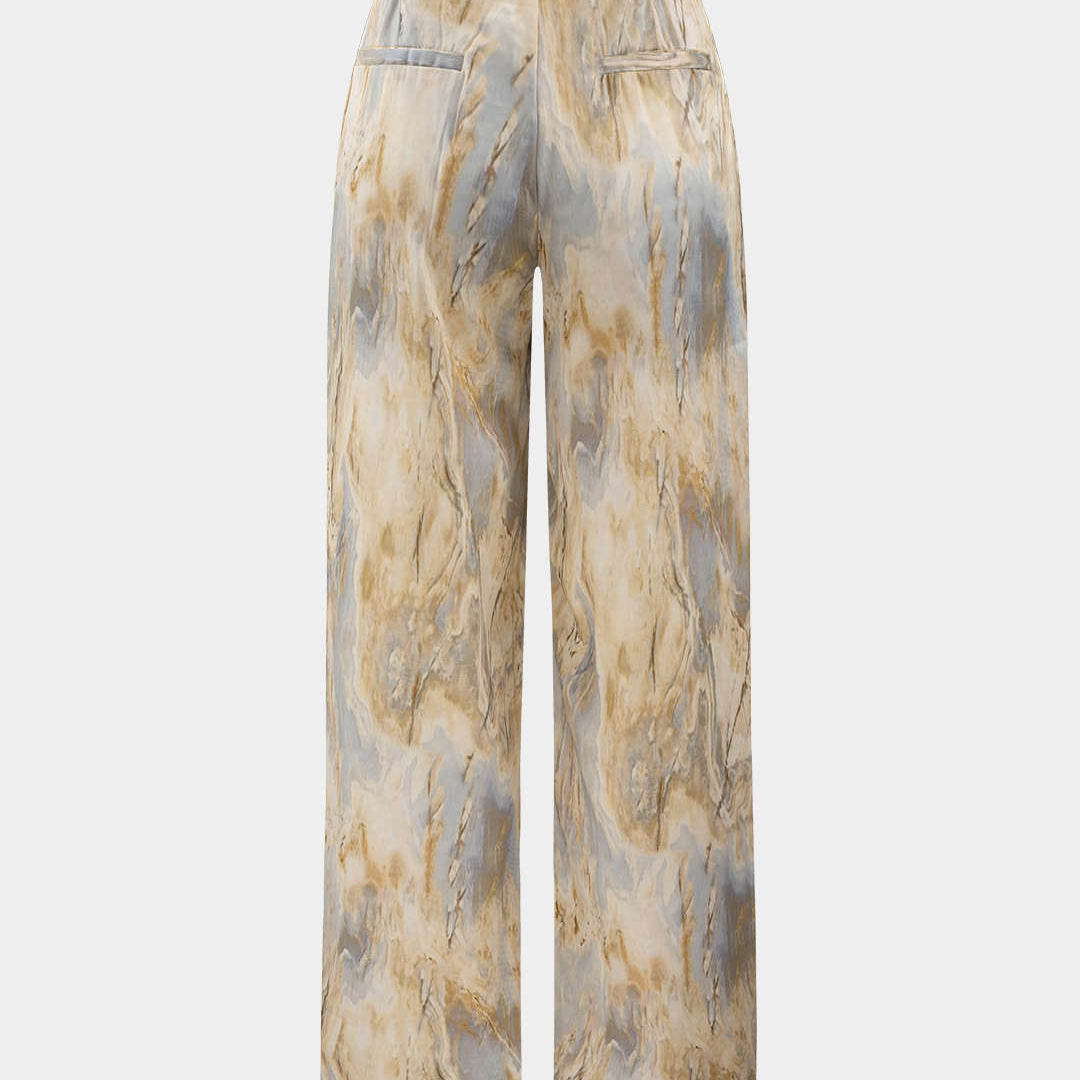 Inna Pantalons Droits Taille Haute avec Imprimé Marbré