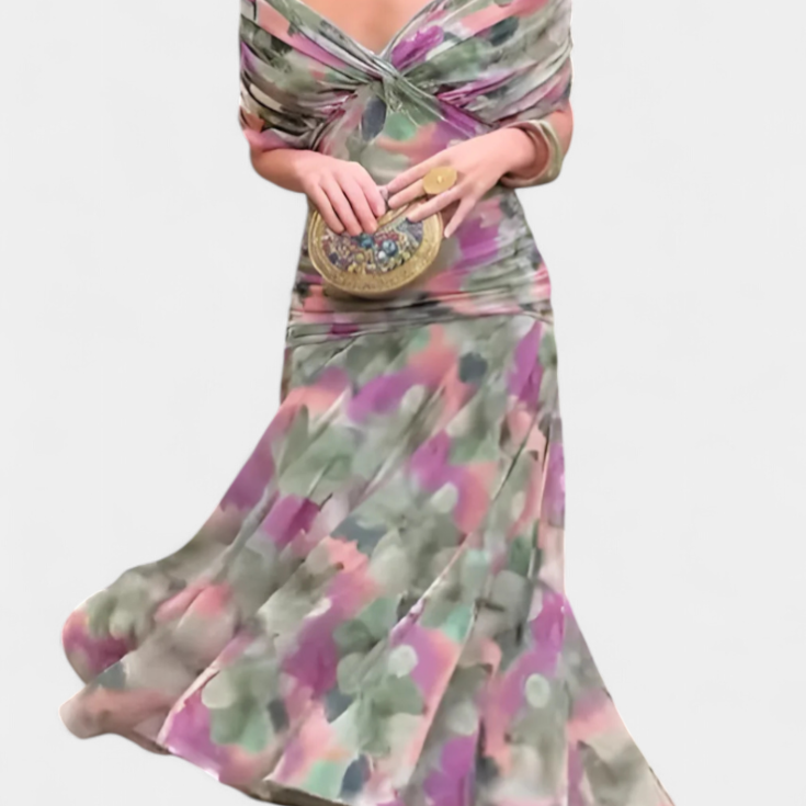 Alondra Robe Longue avec Imprimé Floral Fantaisie et Décolleté en V