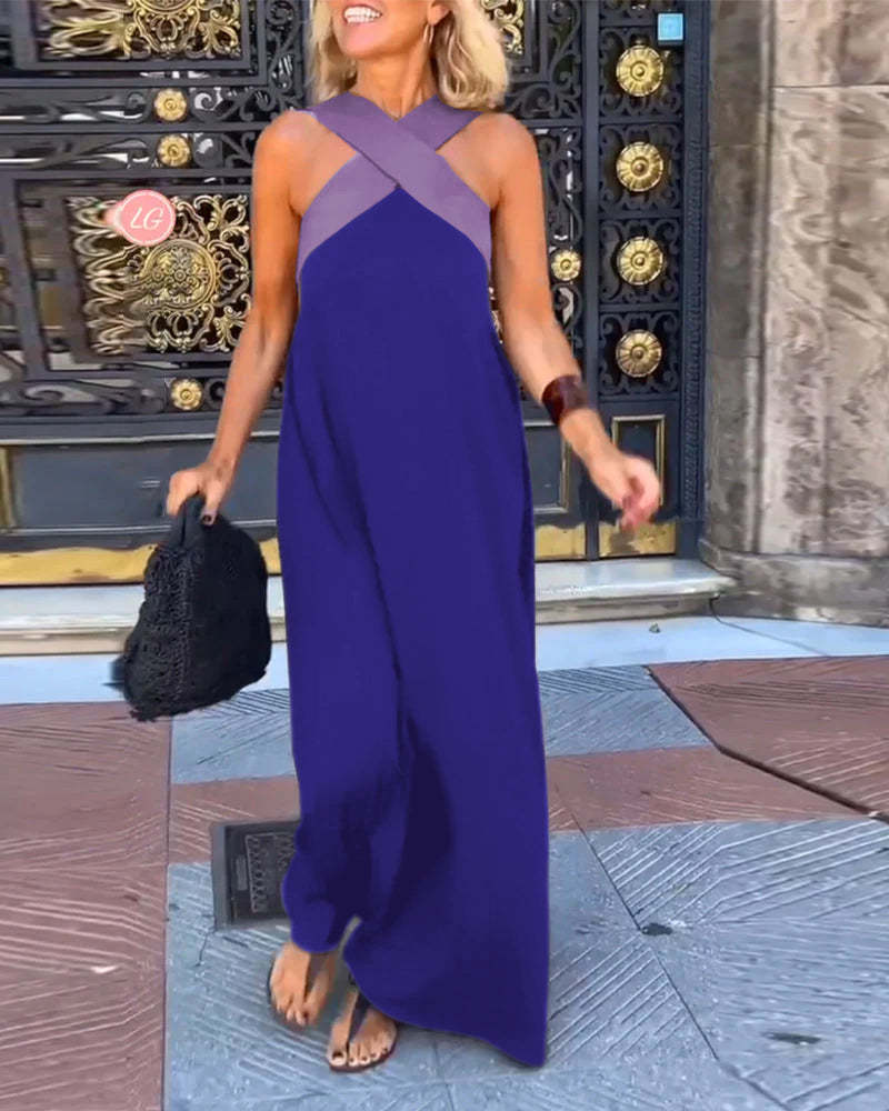 Robe sans manches à encolure croisée