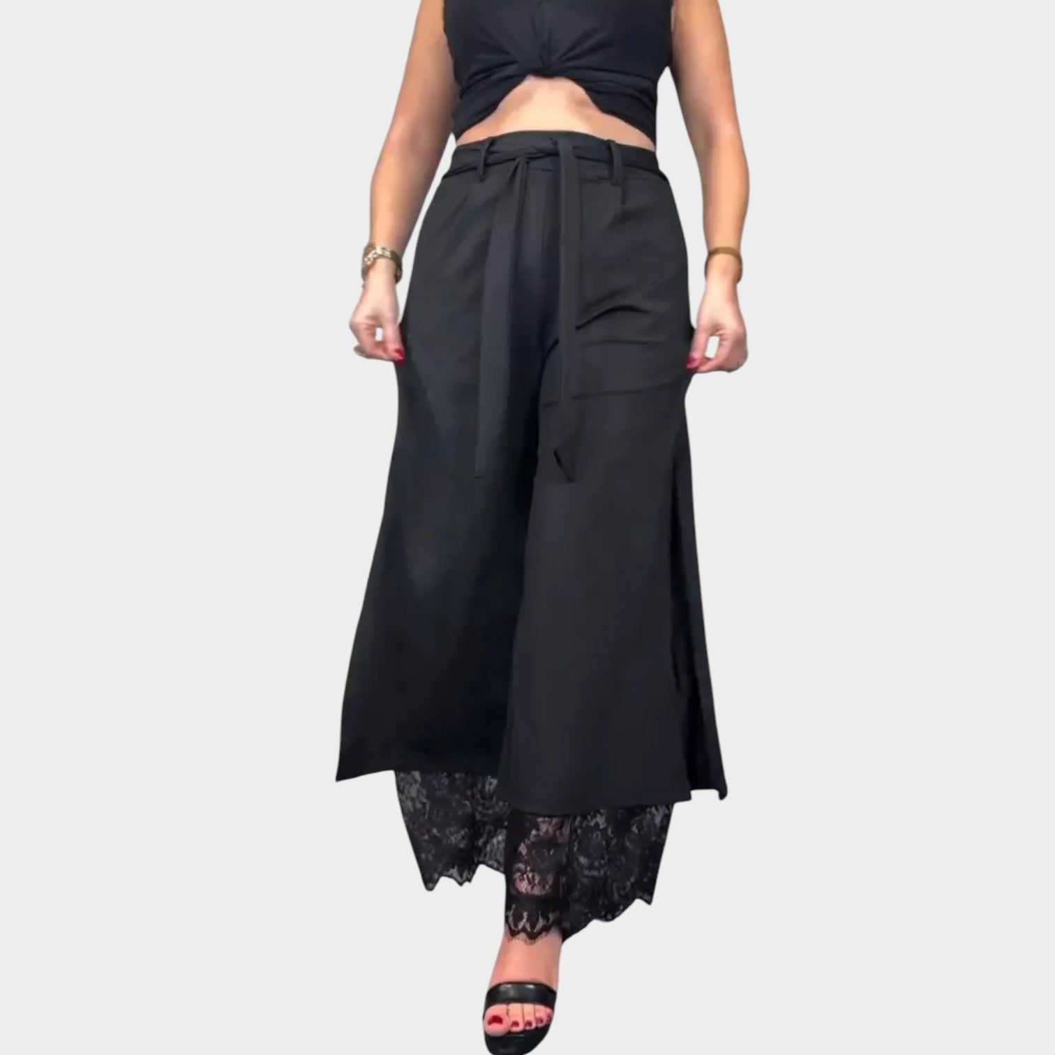 Pantalon Statement avec Détails en Dentelle