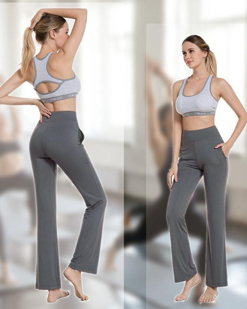 Pantalon Femme Taille Haute Jambe Évasée Yoga