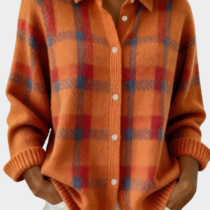 Mara | Cardigan à carreaux en tricot au toucher doux