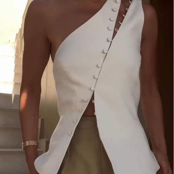 Haut à une épaule avec boutons décoratifs Ascent