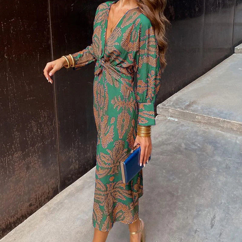 Dineke - Robe élégante à manches longues et imprimé floral