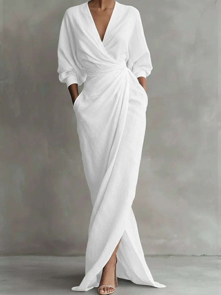 Robe extra-longue en lin et coton pour femmes