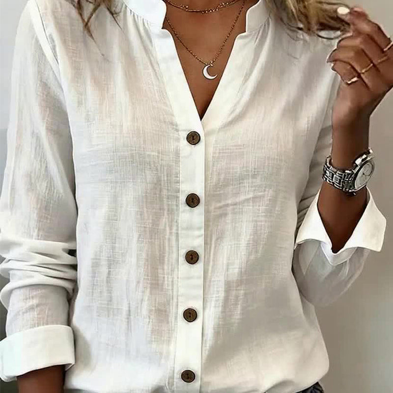 100% Coton Chemise Col V Polyvalente