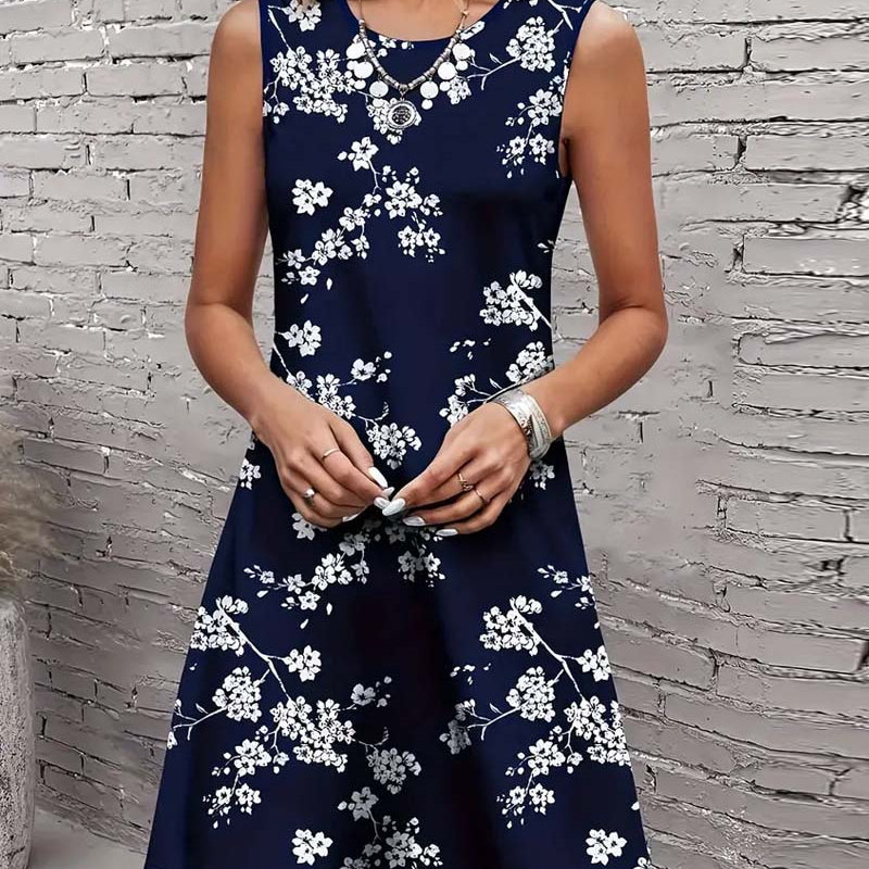 Robe Sans Manches Slim Imprimé