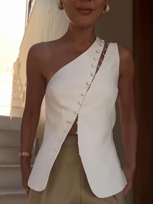 Haut à une épaule avec boutons décoratifs Ascent