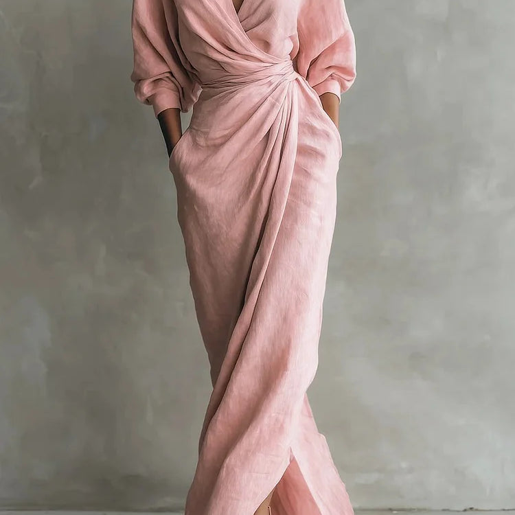 Robe extra-longue en lin et coton pour femmes