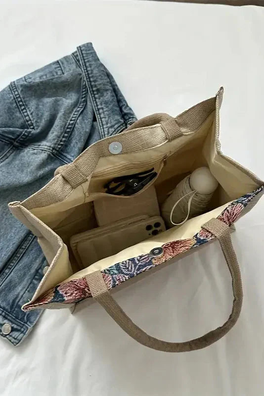 Sac en Jute Taila avec Imprimé Floral et Design Écologique