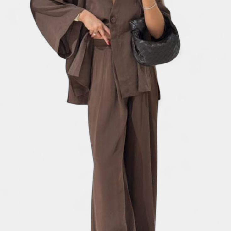 Eli Ensemble Oversize de Top à Col en V et Pantalon Droit