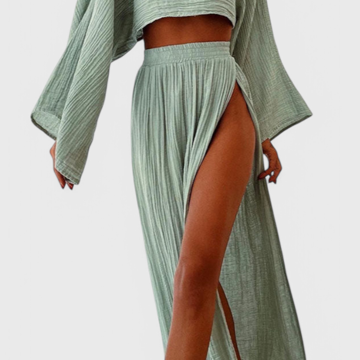 Martha Ensemble de Deux Pièces avec Jupe à Fente Haute