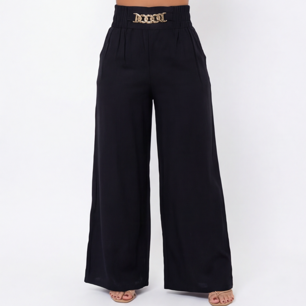 Pantalon large taille haute Florena™ avec accent en chaîne