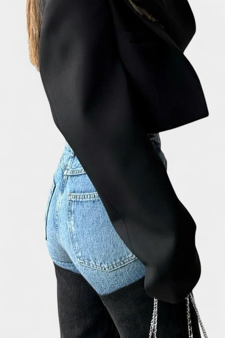 Jeans Mijie taille haute avec patchwork et jambe droite