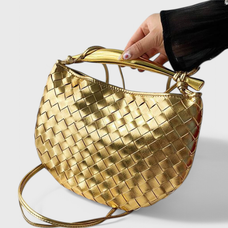 Sac Gerda Woven avec Poignée Dorée