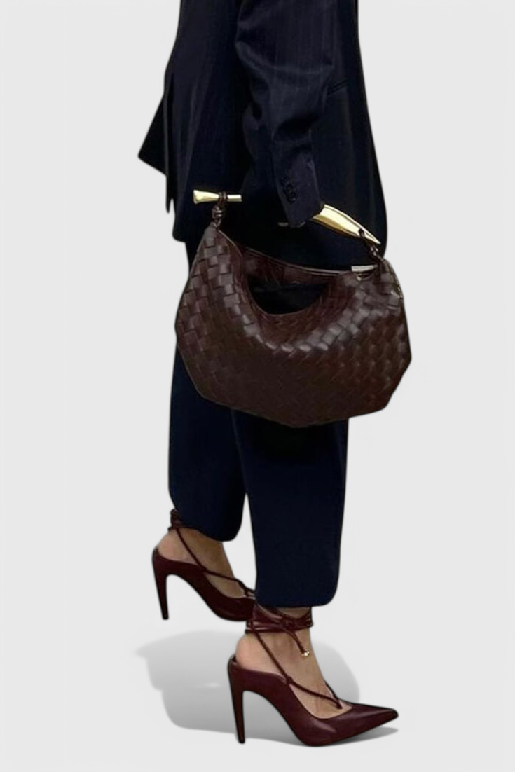 Sac Gerda Woven avec Poignée Dorée