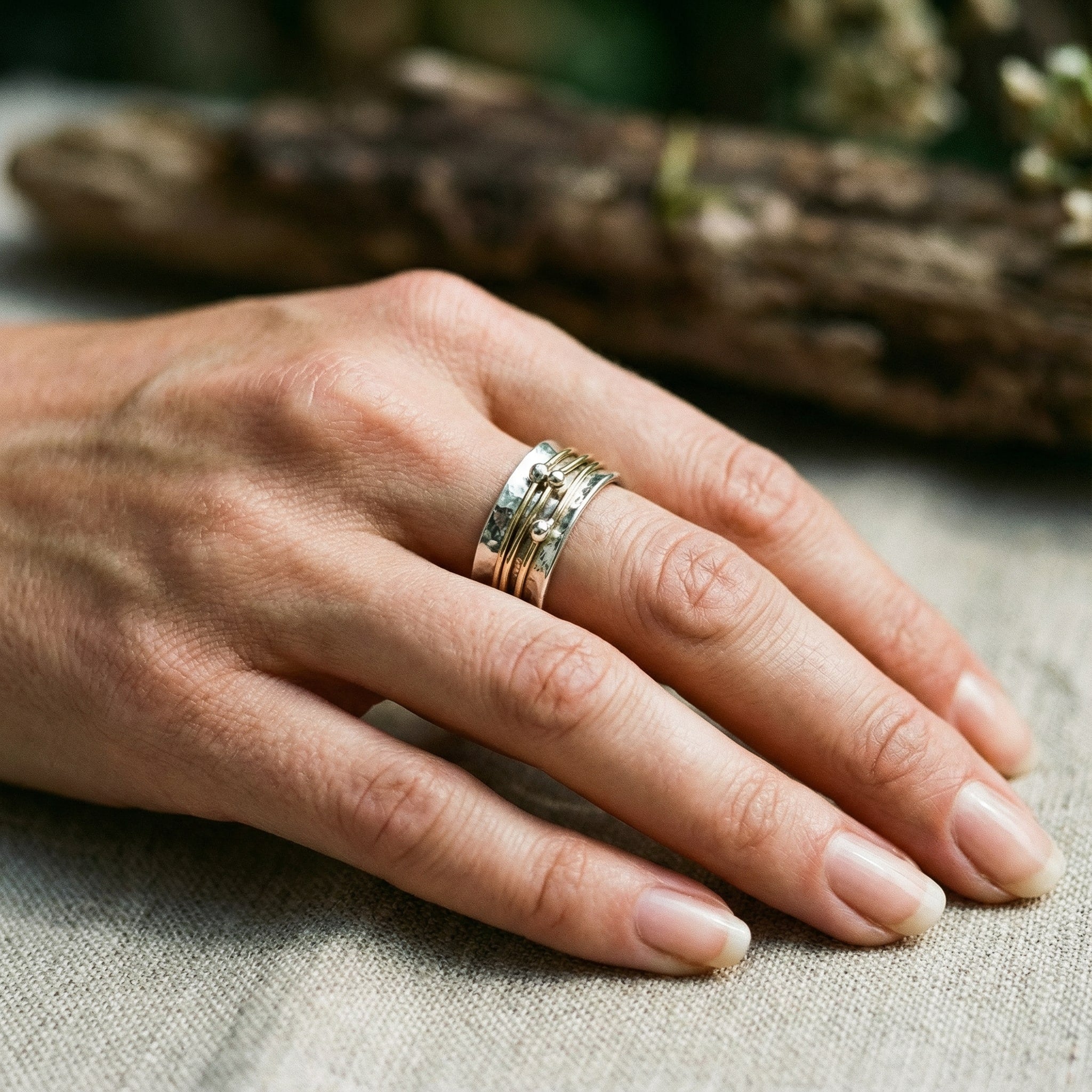 Bague vintage en or avec un bain d'argent