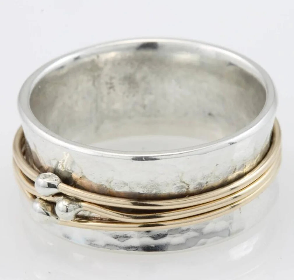 Bague vintage en or avec un bain d'argent