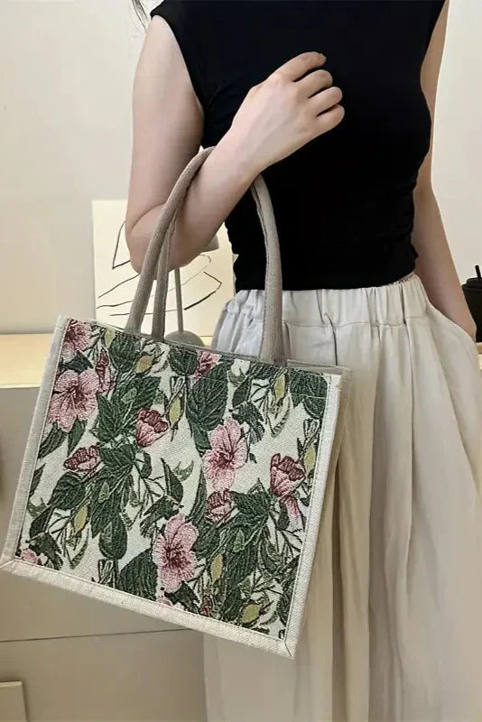 Sac en Jute Taila avec Imprimé Floral et Design Écologique