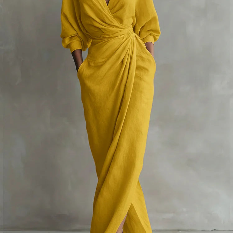 Robe extra-longue en lin et coton pour femmes