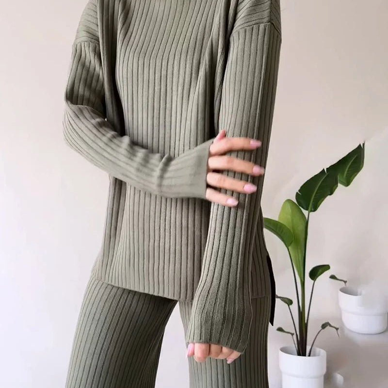 Ensemble de détente Coco pour femmes | Tricot côtelé doux, coupe décontractée