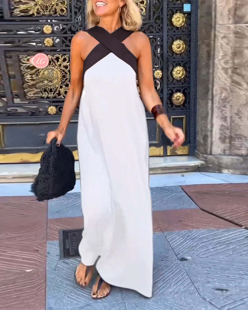 Robe sans manches à encolure croisée