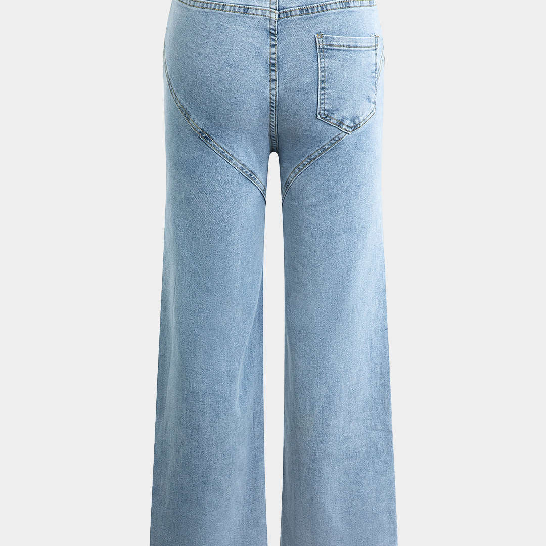 Jeans Evian Ripped Straight-Leg avec Rhinestones