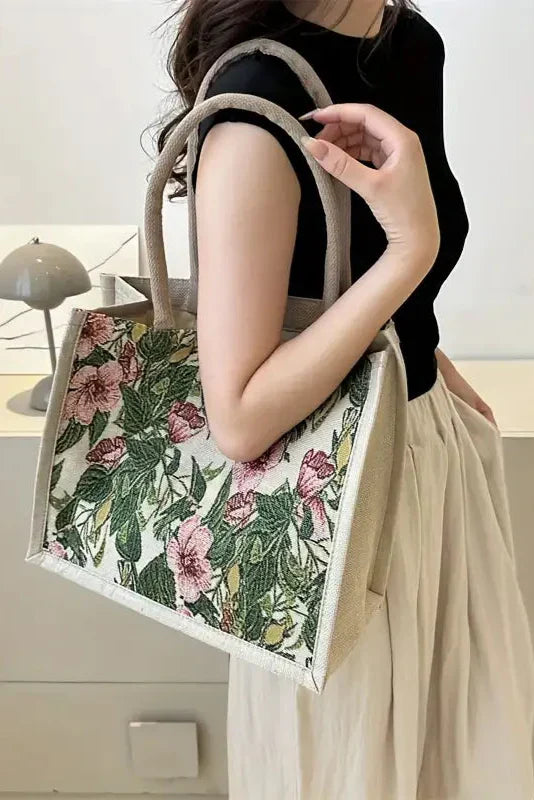 Sac en Jute Taila avec Imprimé Floral et Design Écologique
