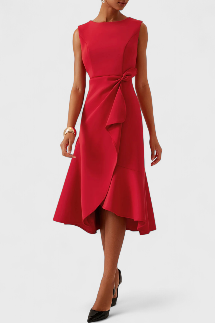 Robe Midi Asymétrique Claudia avec Drapé Élégant