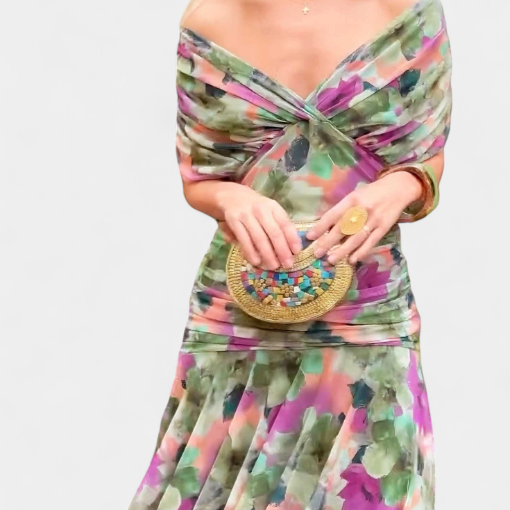 Alondra Robe Longue avec Imprimé Floral Fantaisie et Décolleté en V