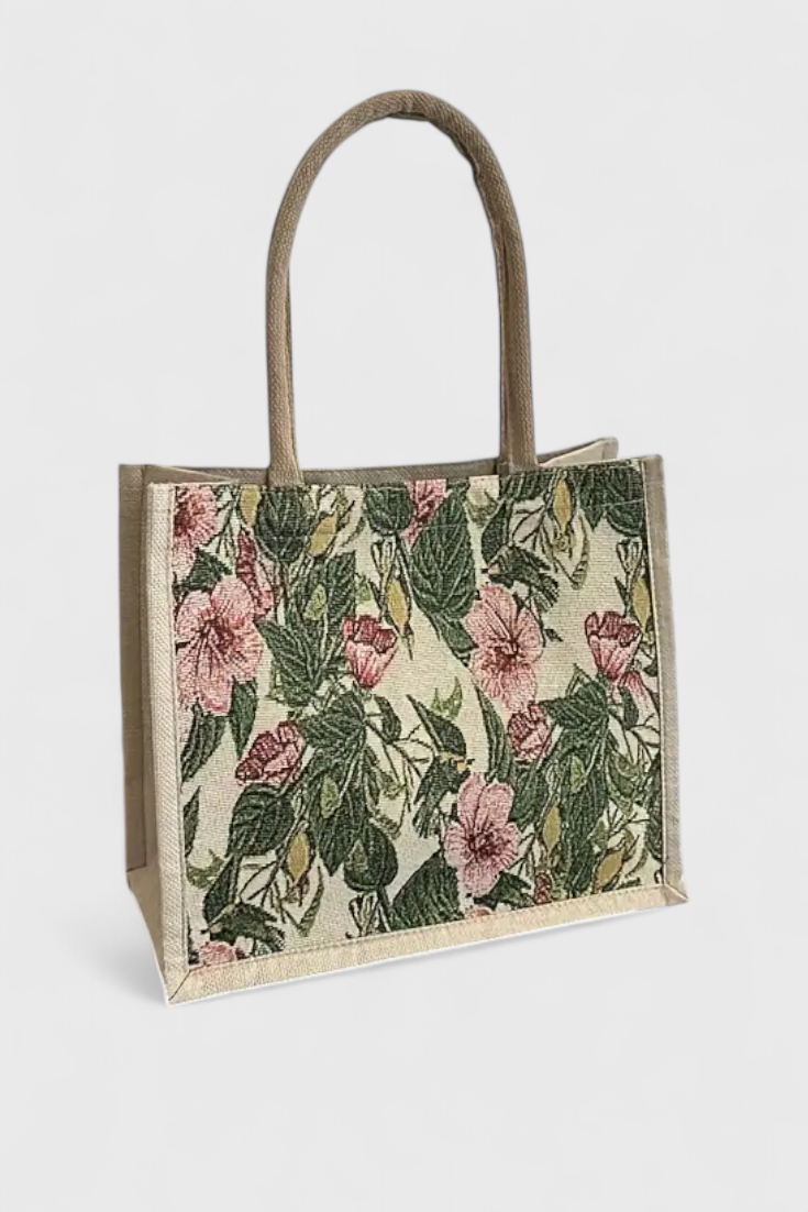 Sac en Jute Taila avec Imprimé Floral et Design Écologique