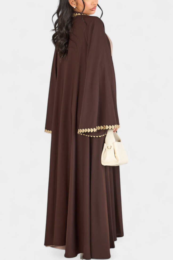 Abaya Ginebra Fluide avec Broderie Dorée