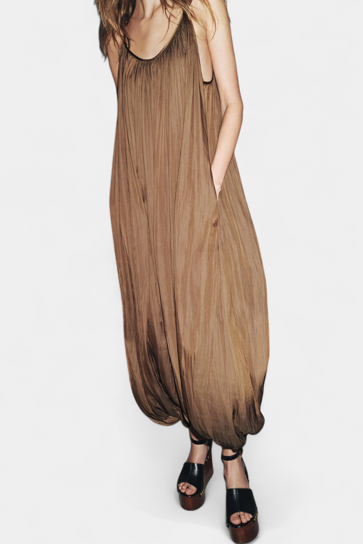 Combinaison Lucy Mono Long Plissé avec Silhouette Détendue