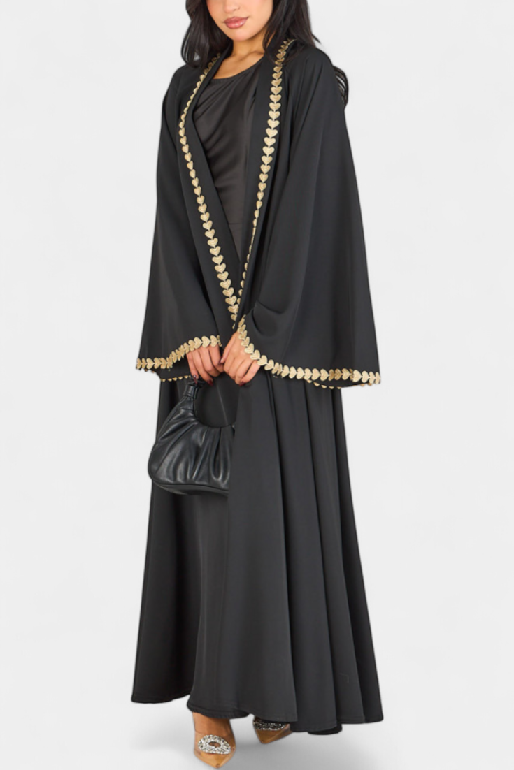 Abaya Ginebra Fluide avec Broderie Dorée