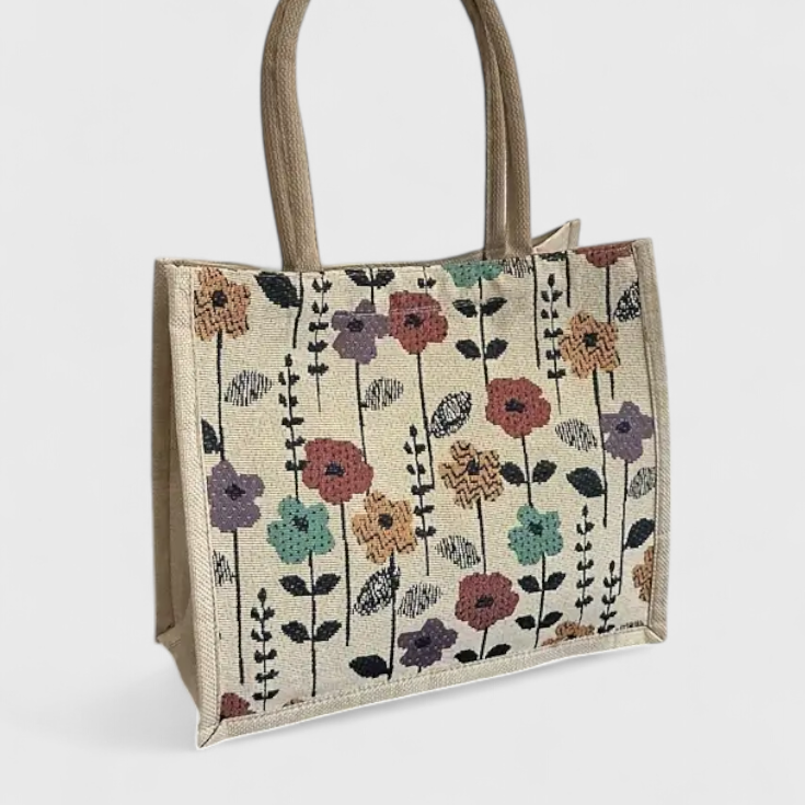 Sac en Jute Taila avec Imprimé Floral et Design Écologique