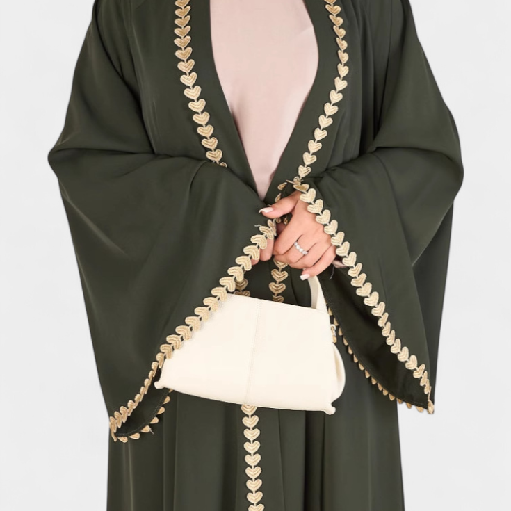 Abaya Ginebra Fluide avec Broderie Dorée