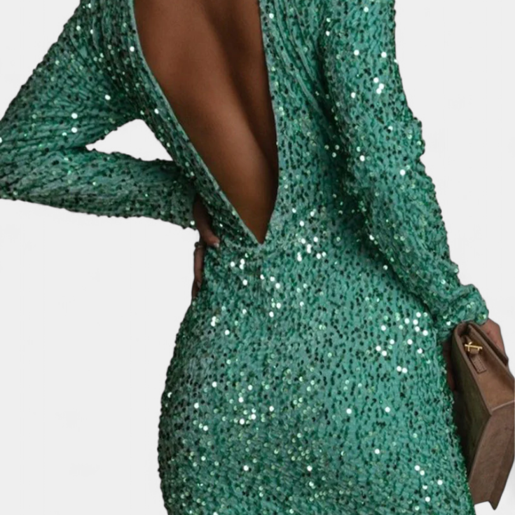 Adèle Robe Longue de Soirée avec Dos Nu et Éclat Hivernal