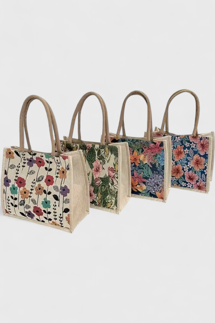 Sac en Jute Taila avec Imprimé Floral et Design Écologique