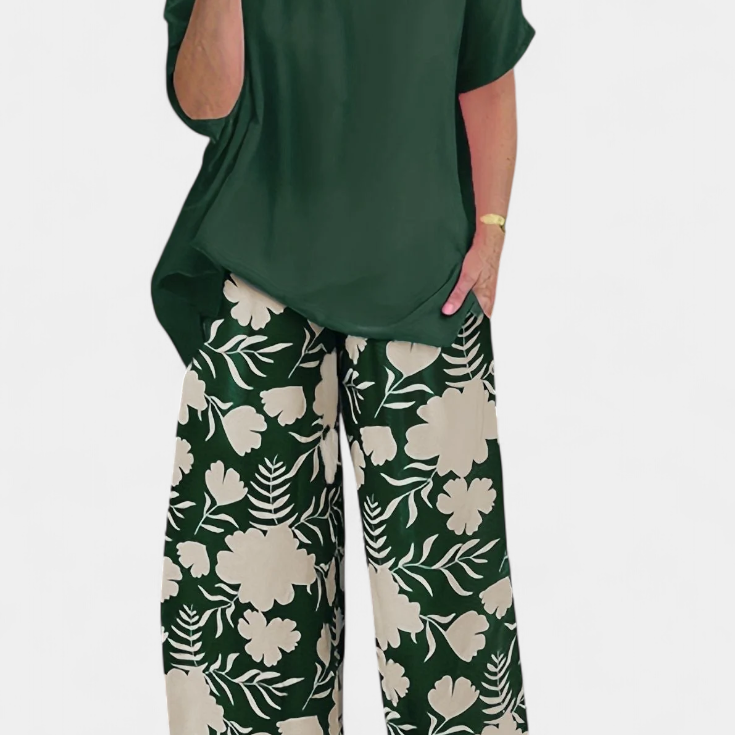 Aivy Ensemble Floral de Deux Pièces avec Touche Décontractée